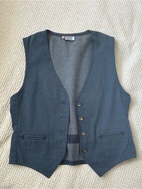 Vintage Navy Blue Cotton Vest